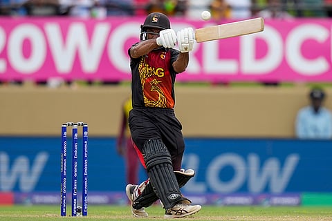 Sese Bau hits a six against WI